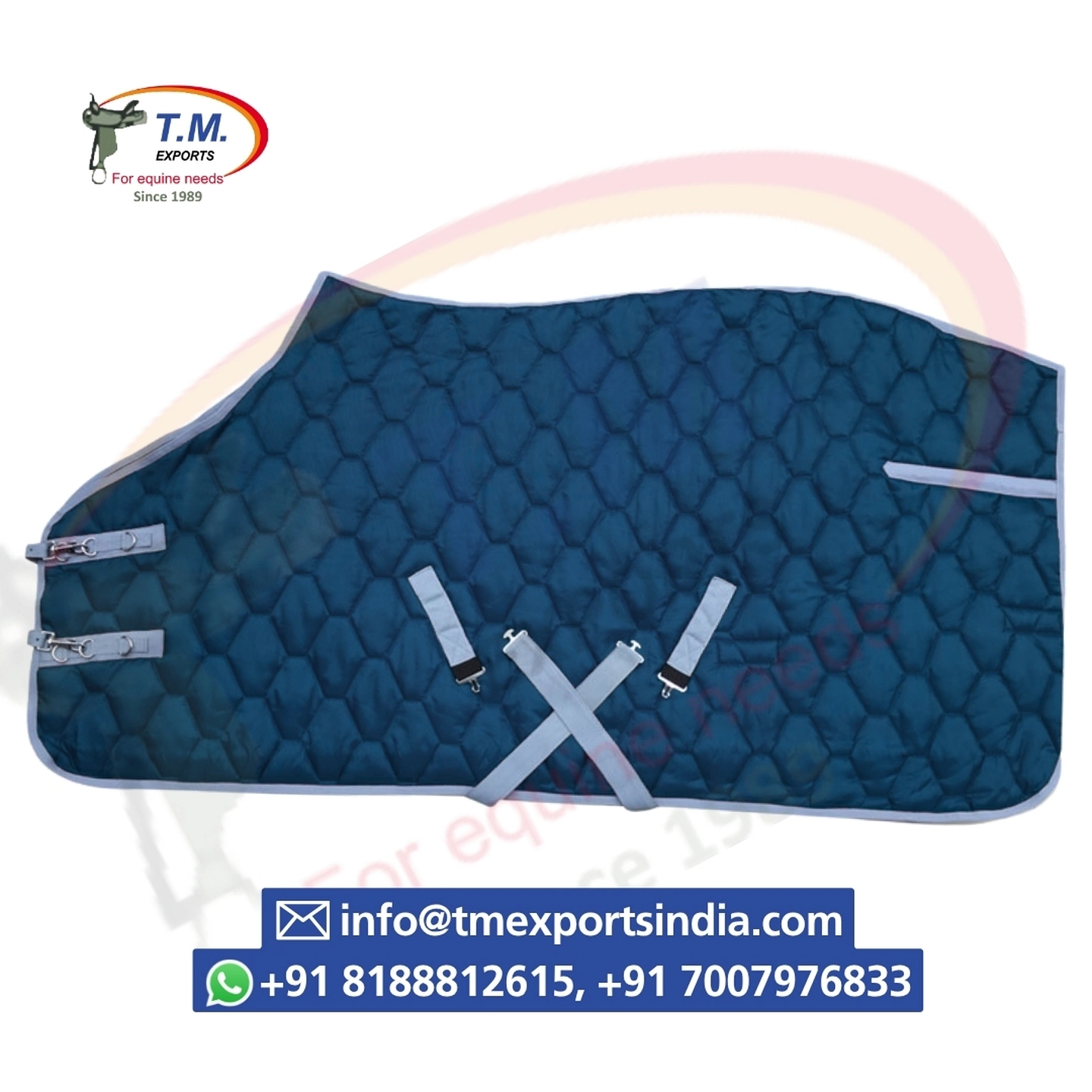 Blue Quilted Horse Rug | T.M. Exports