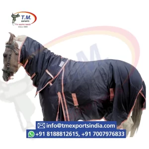 Navy Full-Coverage Turnout Rug with Neck