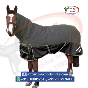 Grey Turnout Rug with Black Lower Panel