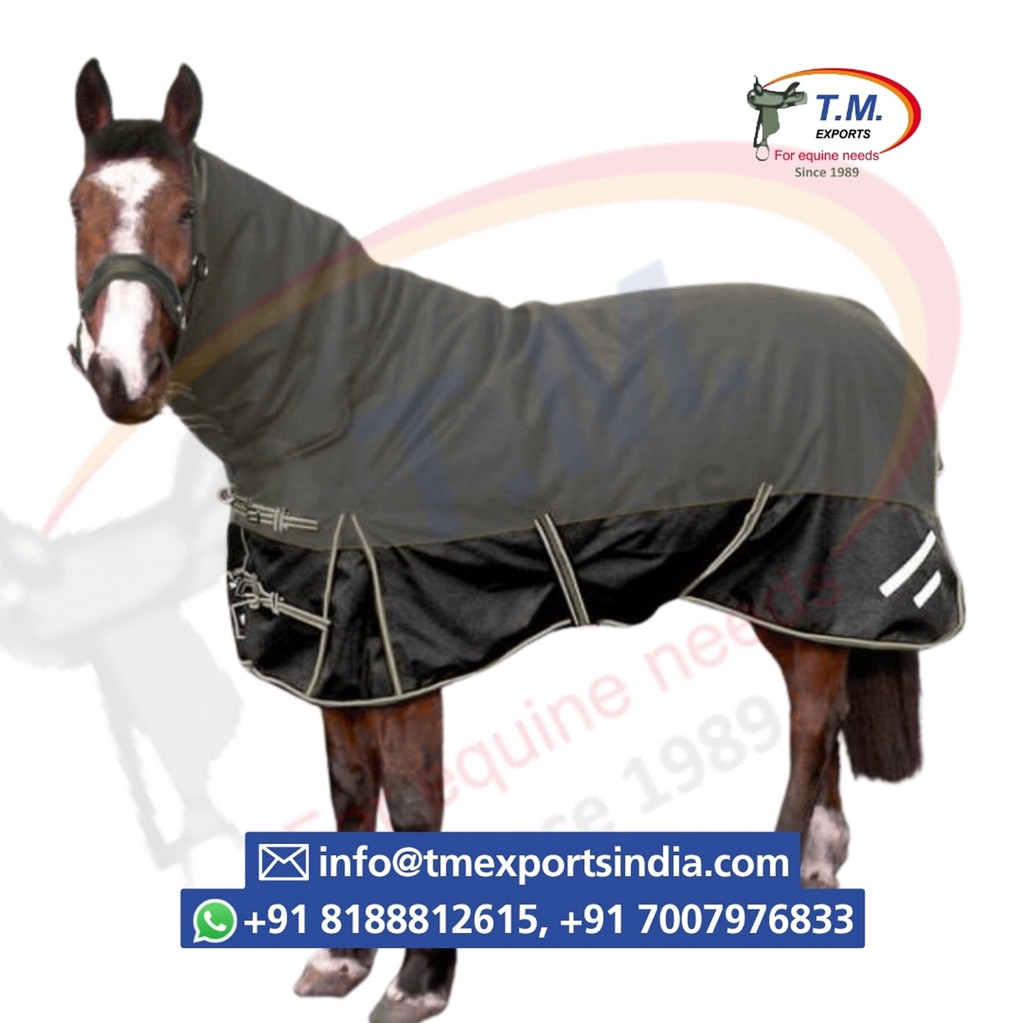 Grey Turnout Rug with Black Lower Panel