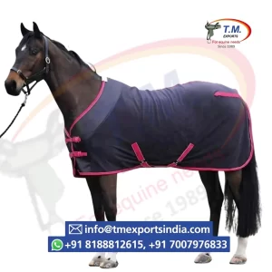 Navy Turnout Rug with Pink Trim