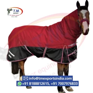 Red Turnout Rug with Black Lower Panel