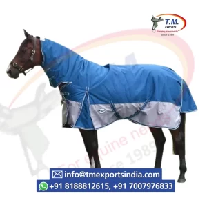 Blue & Grey Turnout Rug with Neck