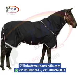 Black Turnout Rug with Reflective Trim