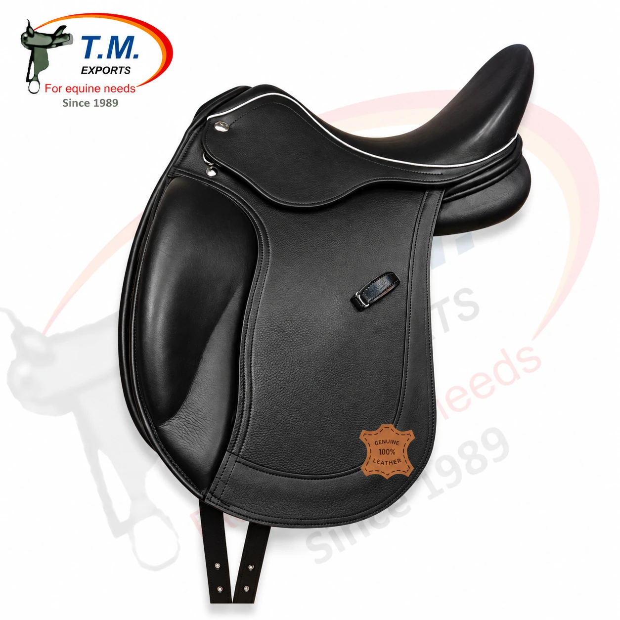 Black genuine leather dressage saddle TM-DRS-001 by T.M. Exports India