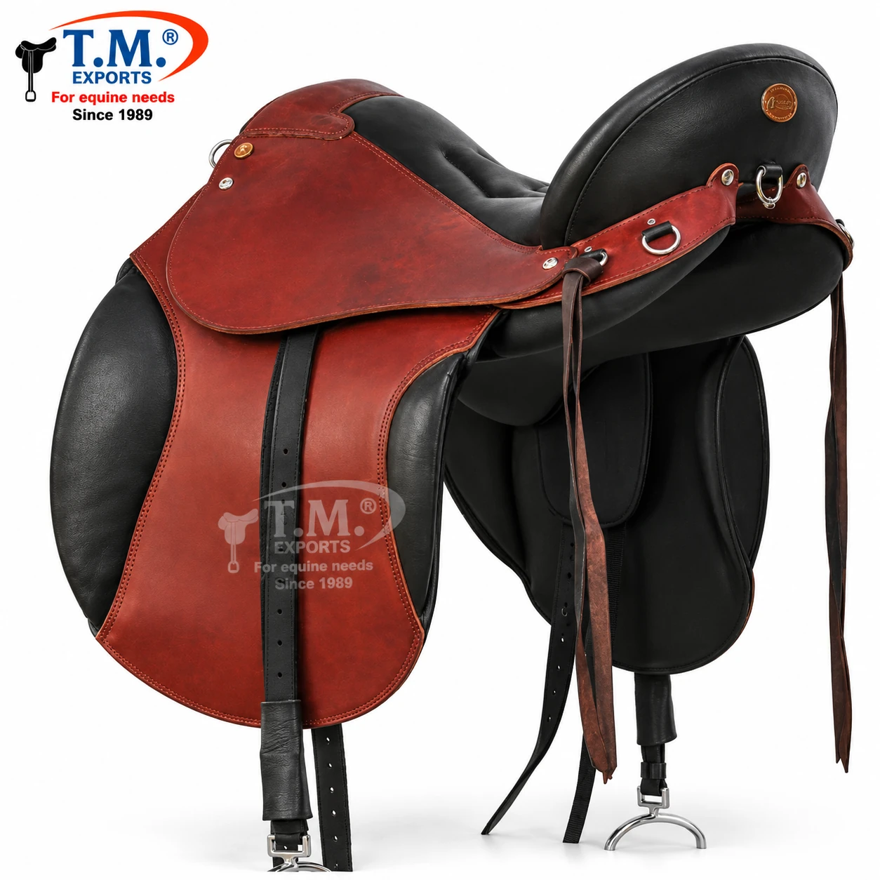 Burgundy & Black English Saddle – TM-ENG-004 | T.M. Exports