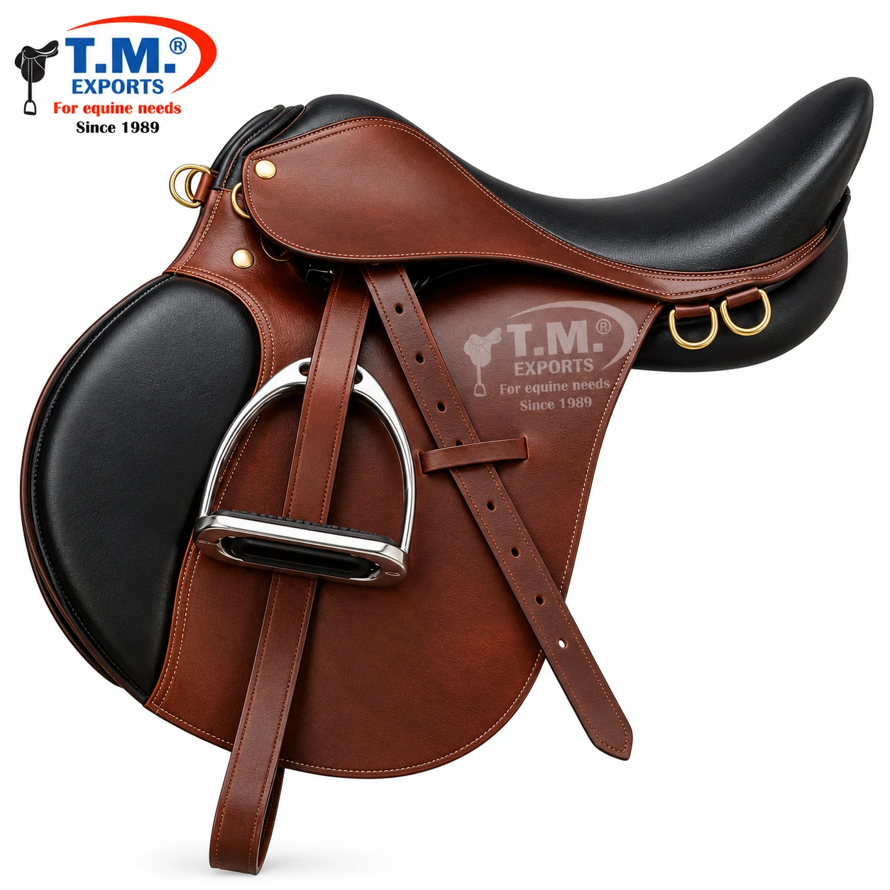 Brown & Black English Saddle – TM-ENG-005 | T.M. Exports