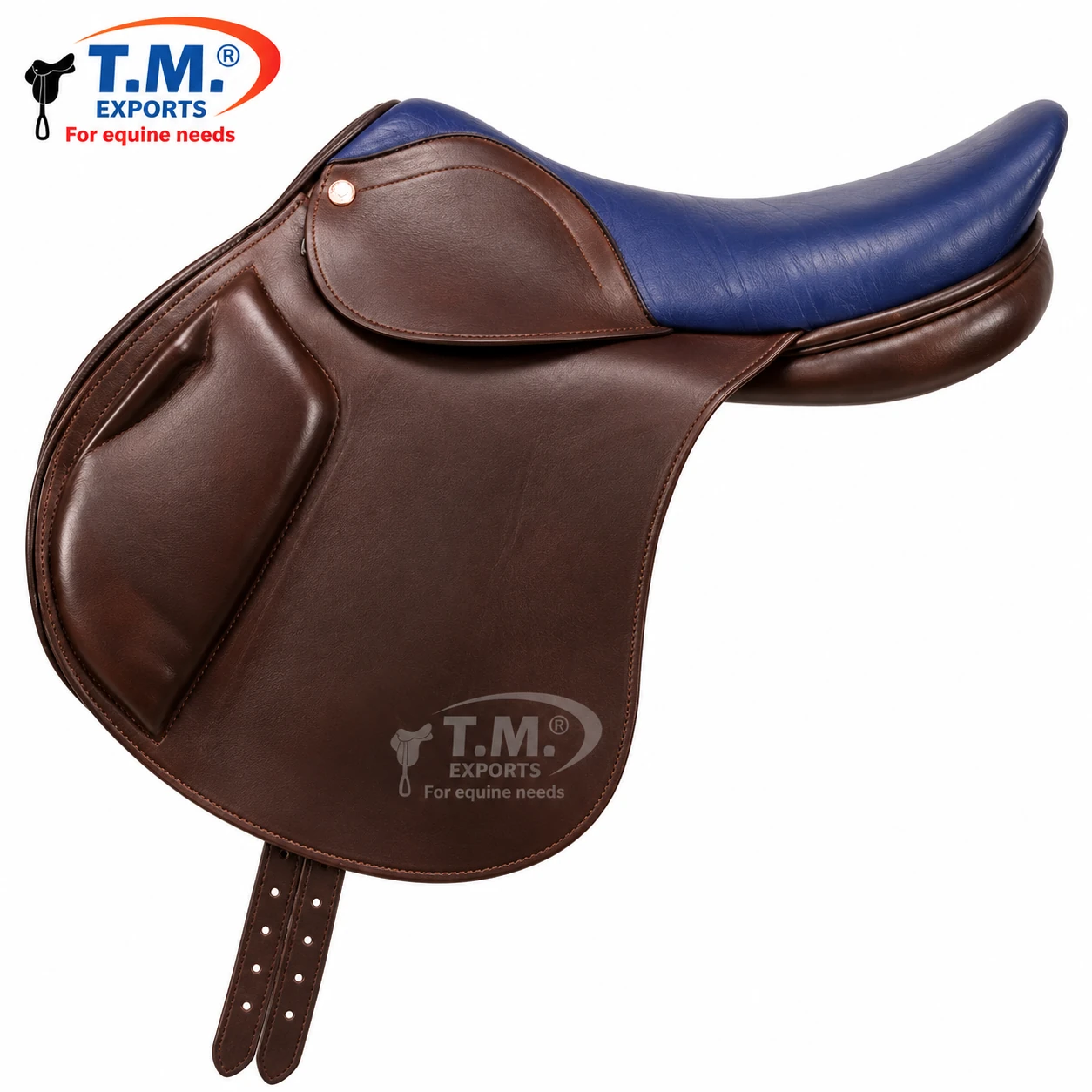 Brown & Blue English Saddle – TM-ENG-007 | T.M. Exports
