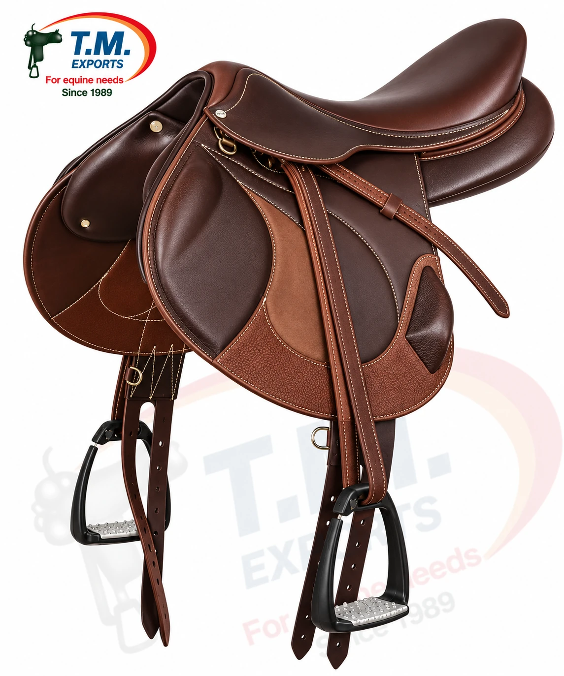 Brown Close Contact Saddle with Stirrup Leathers – TM-CCS-007