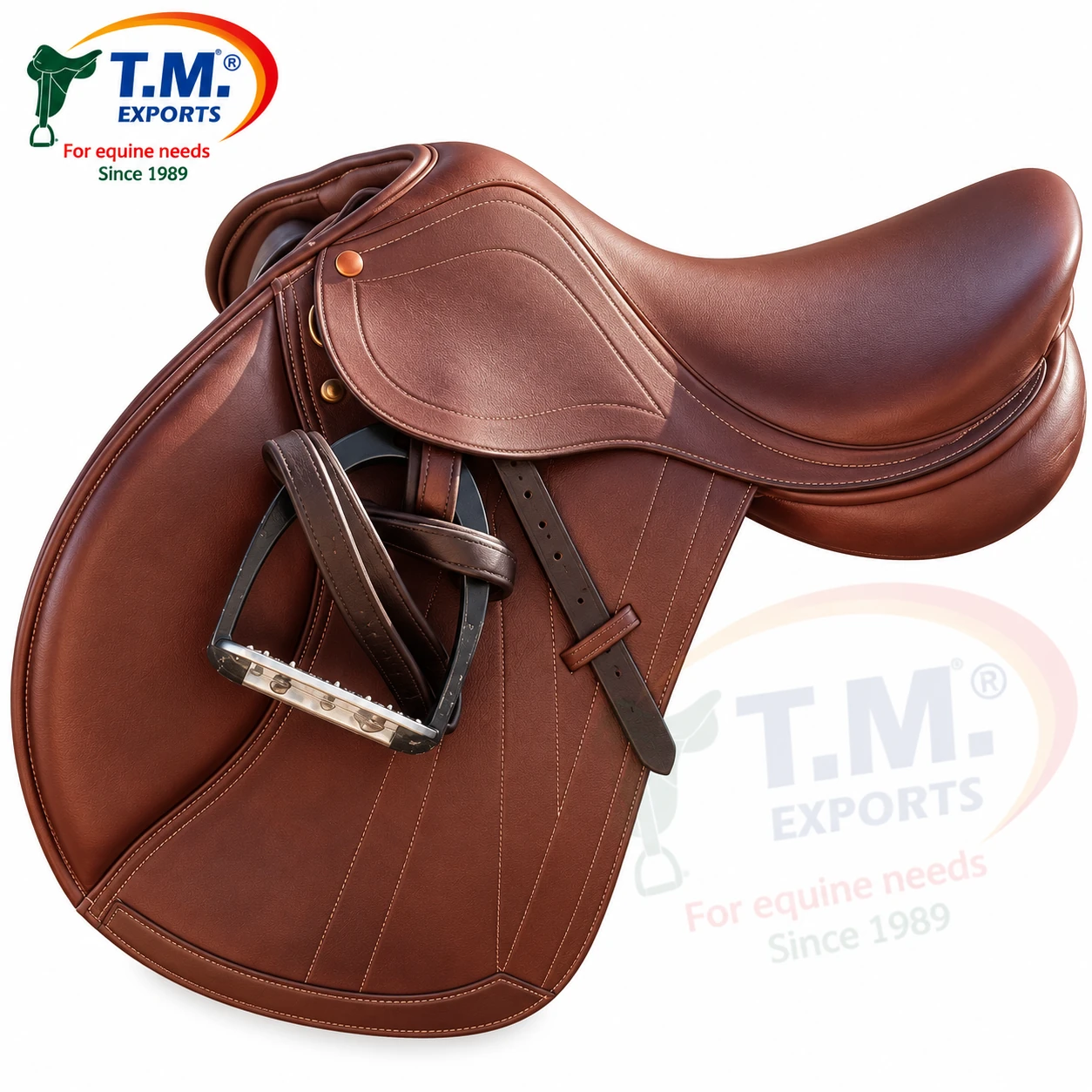 Brown Close Contact Saddle with Stirrup – TM-CCS-004