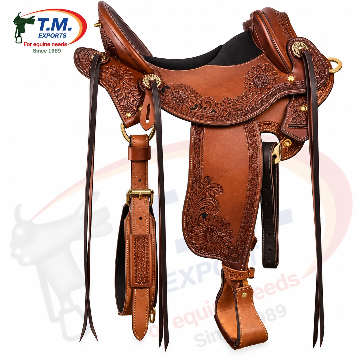 Floral Tooled Australian Stock Saddle - TM-AST-003