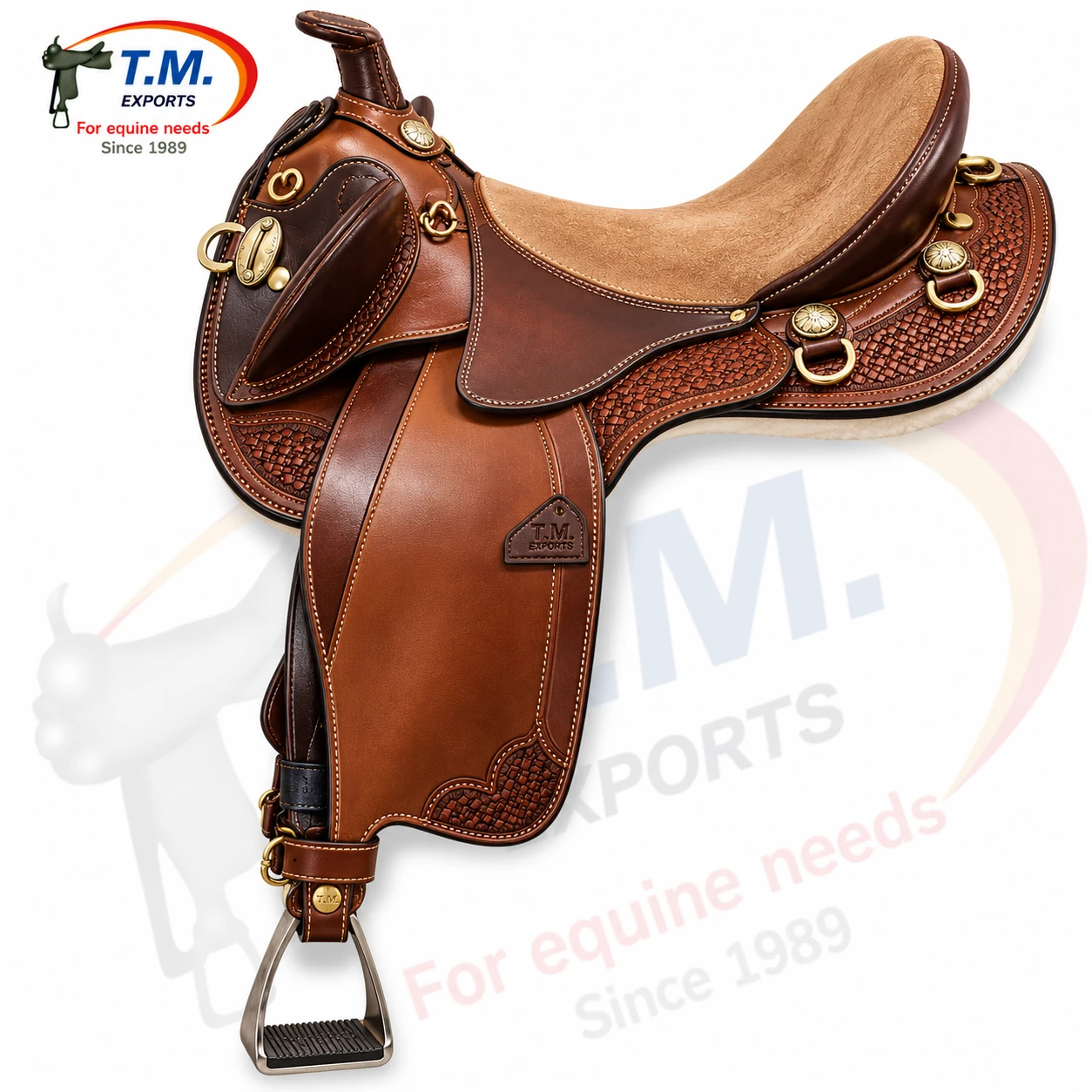 Ornate Tooled Australian Stock Saddle - TM-AST-005