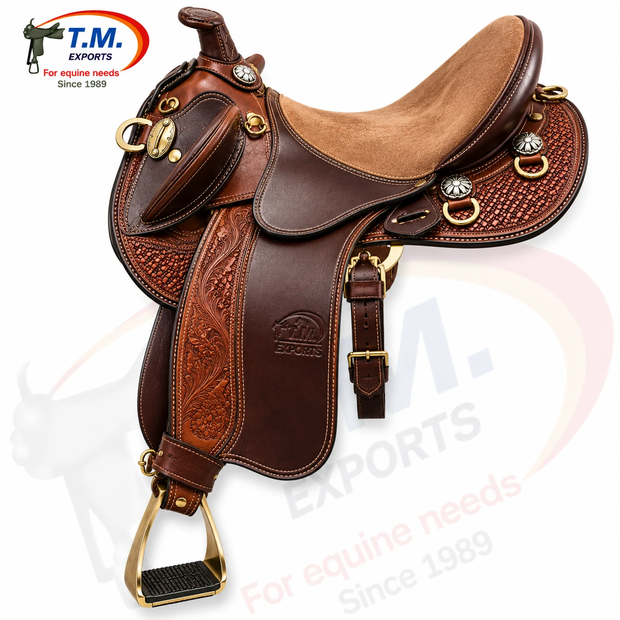 Australian Stock Saddle with Brass Detailing - TM-AST-011